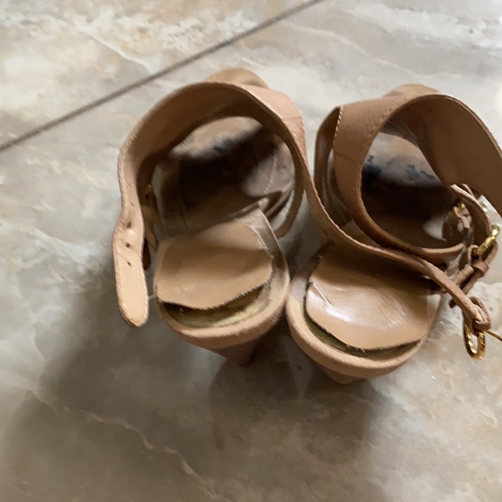 Nine West perfect nude gladiator sandals with wood heel - Picture 8 of 9